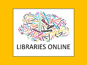 link to Libraries Online with word cloud of library words